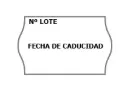 ROLLO ETIQ. EMC-1426 26X16 R1200 40R. ESTUCHE "Nº LOTE  /  FECHA DE CADUCIDAD"